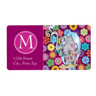 Niedlicher Hippie-Elefant mit bunten Blumen
