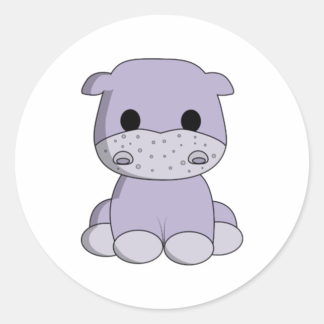 Niedlicher Hippo-Cartoon-Kindersticker Runder Aufkleber (Vorderseite)
