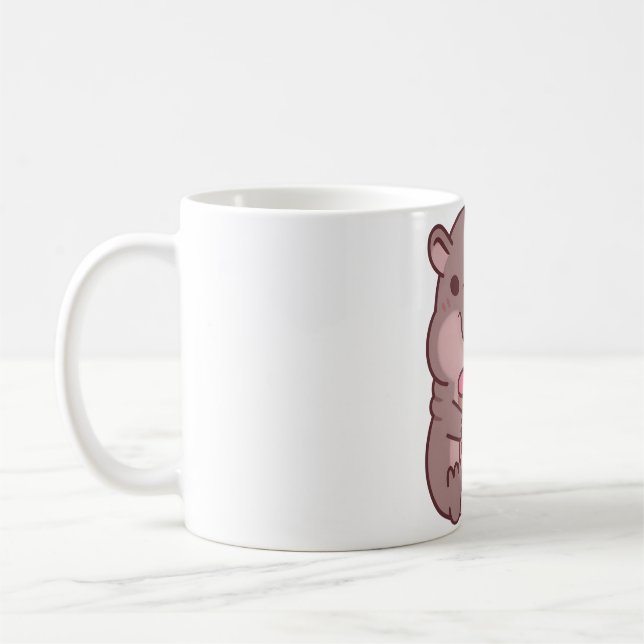 Niedlicher Hippo Drinking Bubble Tee Kaffeetasse (Links)