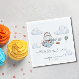 Niedlicher Hippo Fliegt Flugzeug & Wolken, erster  Serviette