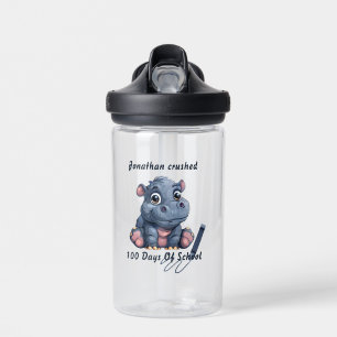 Niedlicher Hippo I zerschlug 100 Schultage Trinkflasche