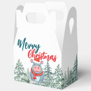 Niedlicher Hippo Weihnachtsbaum Frohe Weihnachten Geschenkschachtel