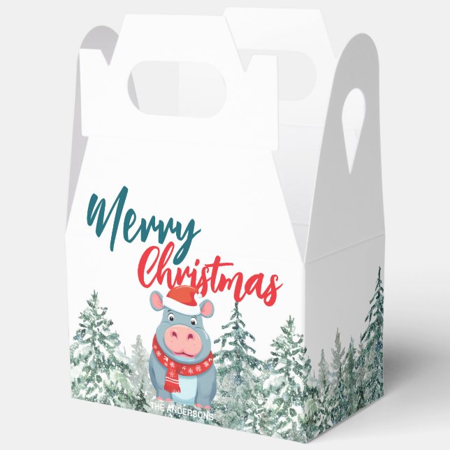 Niedlicher Hippo Weihnachtsbaum Frohe Weihnachten Geschenkschachtel (Offen)