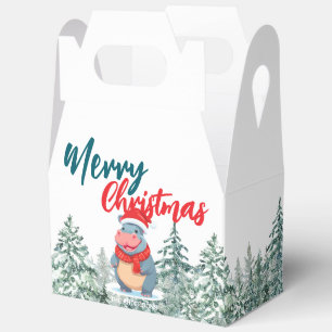 Niedlicher Hippo Weihnachtsbaum Frohe Weihnachten Geschenkschachtel