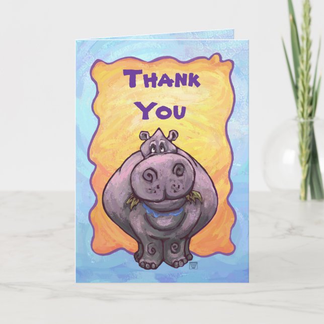 Niedlicher Hippopotamus Vielen Dank Dankeskarte (Vorderseite)