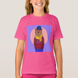 Niedlicher Hipster-Bär im Mondlicht T-Shirt