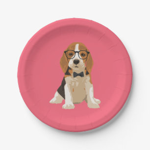 Niedlicher Hipster-Beagle-Welpen-Hund für Pappteller