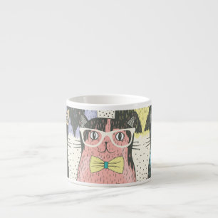 Niedlicher Hipster Cats Muster Espressotasse