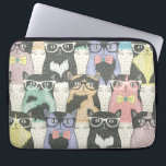 Niedlicher Hipster Cats Muster Laptopschutzhülle<br><div class="desc">Niedlicher Hipster Cats Muster</div>