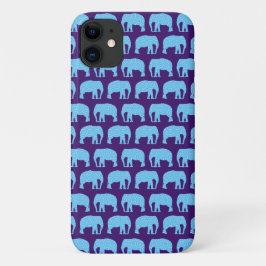 Niedlicher Hipster Elephant Muster Blau Lila Case-Mate iPhone Hülle