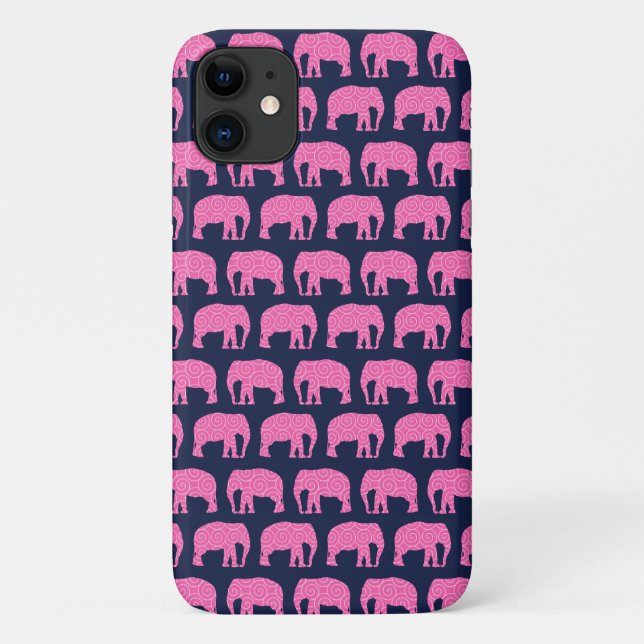 Niedlicher Hipster Elephant Muster Rosa Blau Case-Mate iPhone Hülle (Rückseite)