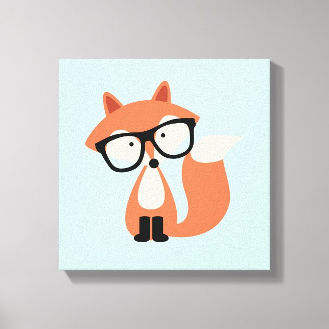 Niedlicher Hipster Red Fox Leinwanddruck (Vorderseite)