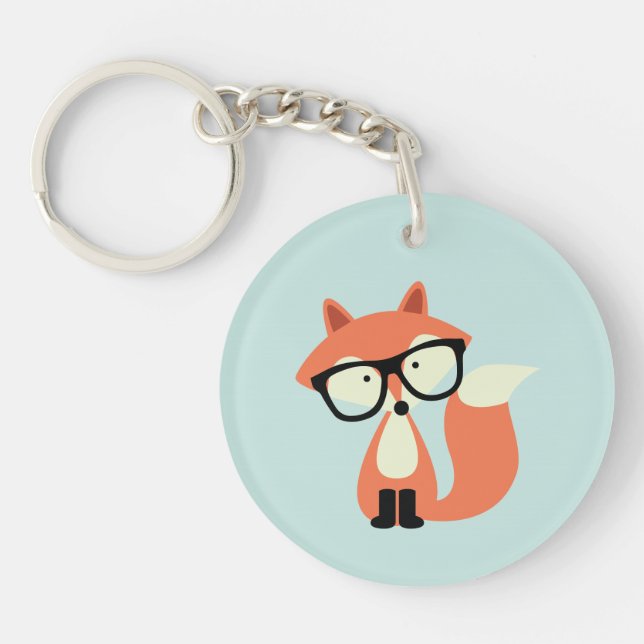 Niedlicher Hipster Red Fox Schlüsselanhänger (Vorderseite)