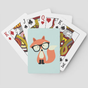 Niedlicher Hipster Red Fox Spielkarten