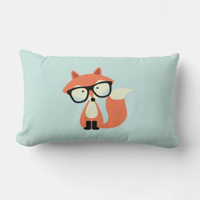 Niedlicher Hipster Red Fox und Minze Zickzack Must Lendenkissen (Vorderseite)