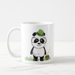 Niedlicher Hipster St Patricks Day Panda Bär Zeich Kaffeetasse
