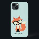 Niedlicher Hipsterroter Fox iPhone 13 Hülle<br><div class="desc">Modernes und schickes Sparrenmuster und ein Monogramm innerhalb eines quatrefoil formten Rahmen.</div>