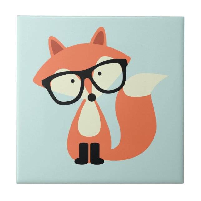 Niedlicher Hipsterroter Fox Fliese (Vorderseite)