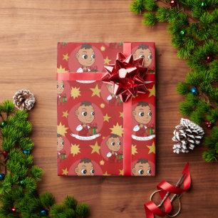 Niedlicher hispanischer Weihnachtsbaby-Cartoon Geschenkpapier