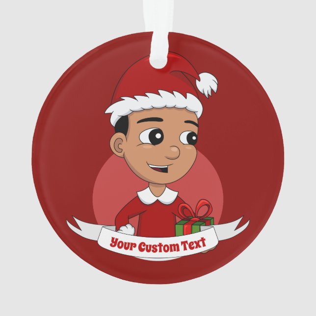 Niedlicher hispanischer Weihnachtsjunge Cartoon Ornament (Rückseite)
