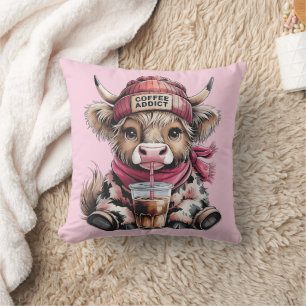 Niedlicher Hochlandkuhkaffee Addict Funny Drink Ka Kissen