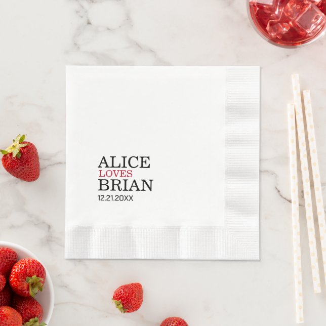 Niedlicher Hochzeitscocktail Serviette (Beispiel)