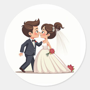 Niedlicher Hochzeitscouptecker Runder Aufkleber
