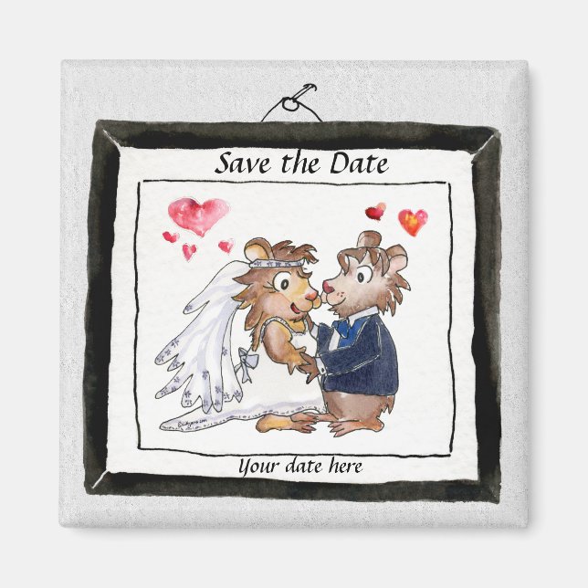 Niedlicher Hochzeitungs-Cartoon Speichern Sie die  Magnet (Vorne)