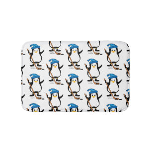 Niedlicher Hockey-Penguin mit Hockeyschläger Badematte