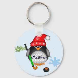 Niedlicher Hockey Penguin mit Hut und Schlüsselanhänger