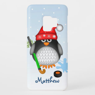 Niedlicher Hockey-Pinguin mit Hut und individuelle Case-Mate Samsung Galaxy S9 Hülle
