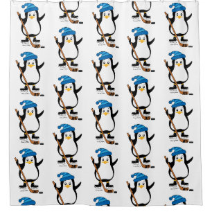 Niedlicher HockeyPenguin mit Hockey-Stock Duschvorhang
