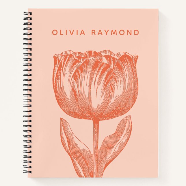 Niedlicher holländischer Tulip Floral Zeichnend Na Notizbuch (Vorderseite)