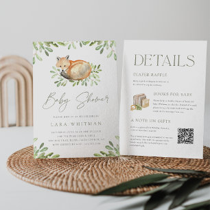 Niedlicher Holzfuchs in einer Kinderdusche Einladung