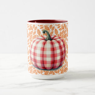 Niedlicher Hopfenfall karierter Kürbis Tasse