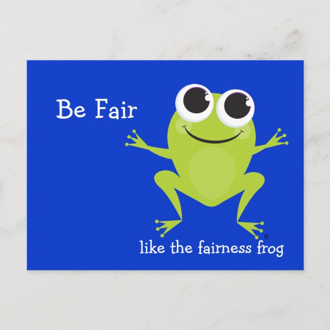 niedlicher Hopping-Frosch "Be Fair" Postkarte (Vorderseite)
