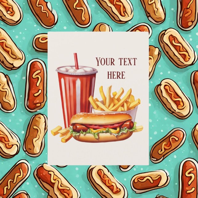 Niedlicher Hot Dog-Text Postkarte (Von Creator hochgeladen)