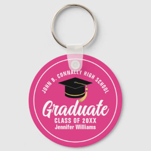 Niedlicher Hot-Pink-Abschluss Custom 2025 Graduate Schlüsselanhänger
