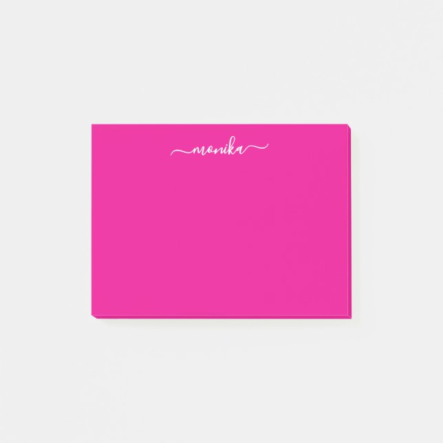 Niedlicher Hot Pink-Individuelle Name Post-it Klebezettel (Vorderseite)