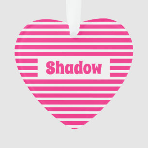 Niedlicher Hot Pink Stripes Individuelle Name Herz Ornament