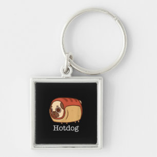 Niedlicher Hotdog Lieblicher Mops Hund Lover Schlüsselanhänger