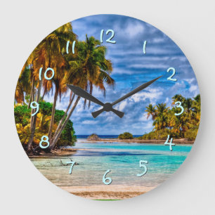 Niedlicher Hübscher Sommer Hawaii Beach Wasserfar Große Wanduhr