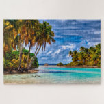 Niedlicher Hübscher Sommer Hawaii Beach Wasserfarb<br><div class="desc">Schönes,  zeitgenössisches Bild des hellblauen Sommerhimmels über dem türkisblauen Wasser und den grünen Palmen und Blättern auf einem hawaiianischen Strand. Dieses verzierte,  elegante und funky Hipster Design für die Liebhaber von Flora und Fauna,  Hawaii,  Strände und Sand,  Urlaub,  und Reisen zu exotischen Orten und Ländern der Welt.</div>