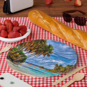 Niedlicher Hübscher Sommer Hawaii Beach Wasserfarb Pappteller