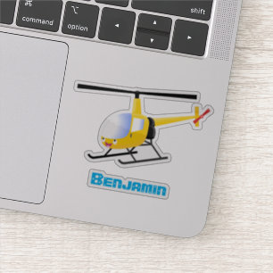 Niedlicher Hubschrauber mit gelbem Cartoon Aufkleber