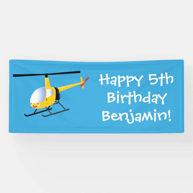 Niedlicher Hubschrauber mit gelbem Cartoon Banner (Horizontal)