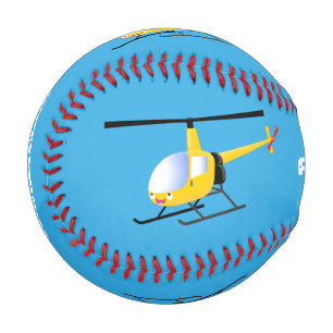 Niedlicher Hubschrauber mit gelbem Cartoon Baseball