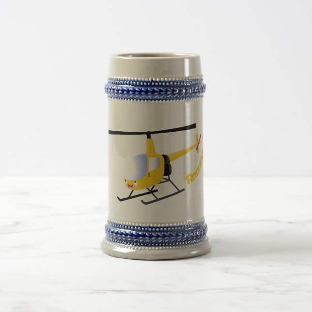 Niedlicher Hubschrauber mit gelbem Cartoon Bierglas (Mittel)