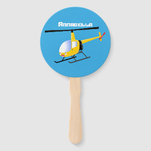 Niedlicher Hubschrauber mit gelbem Cartoon Fächer