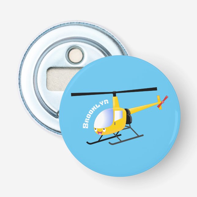 Niedlicher Hubschrauber mit gelbem Cartoon Flaschenöffner (Vorderseite)